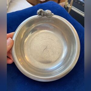 Elegant Pewter Decorative Bowl with Rabbit Detail - Perfect for Spring Holidays